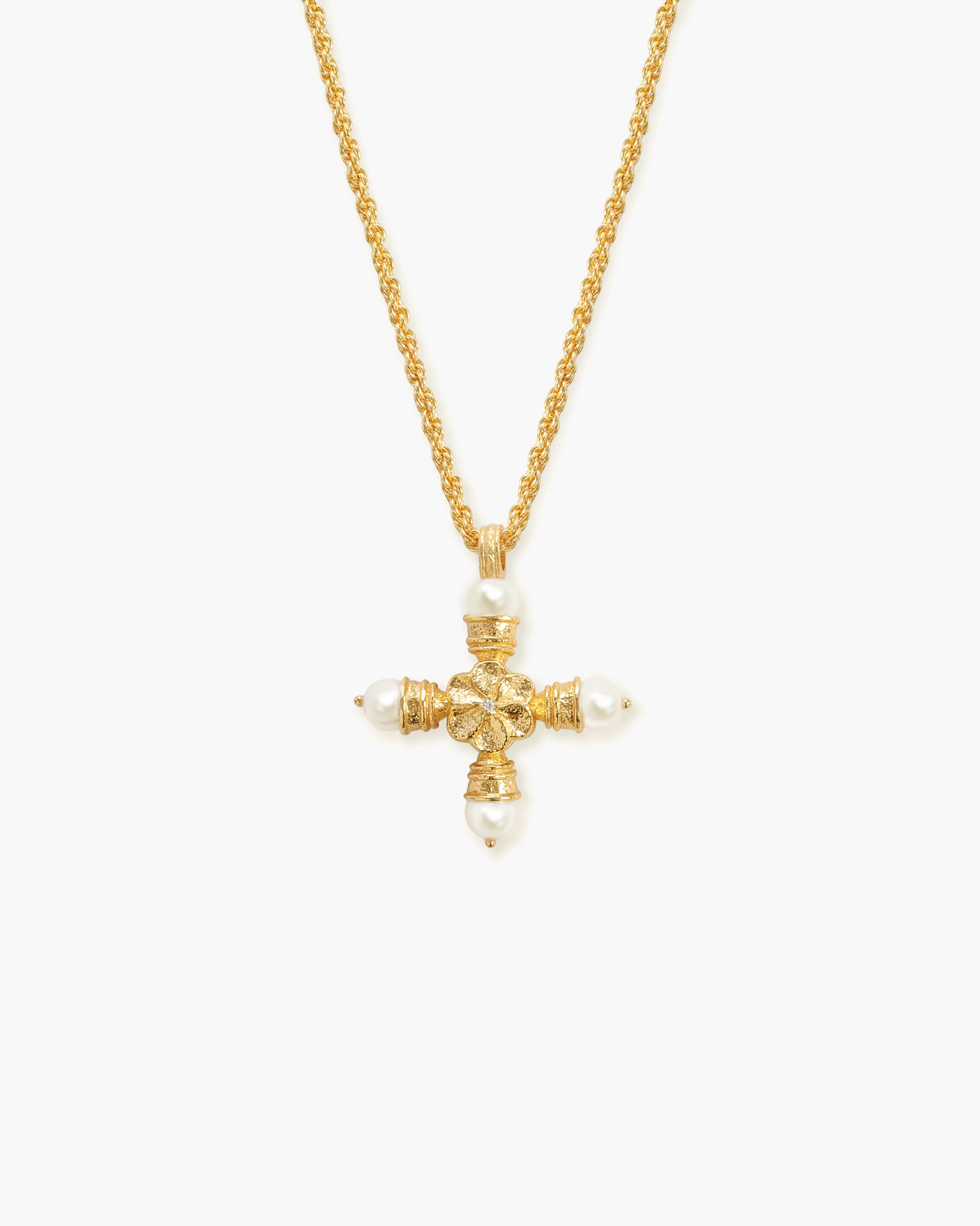 Florence Pearl Cross Necklace