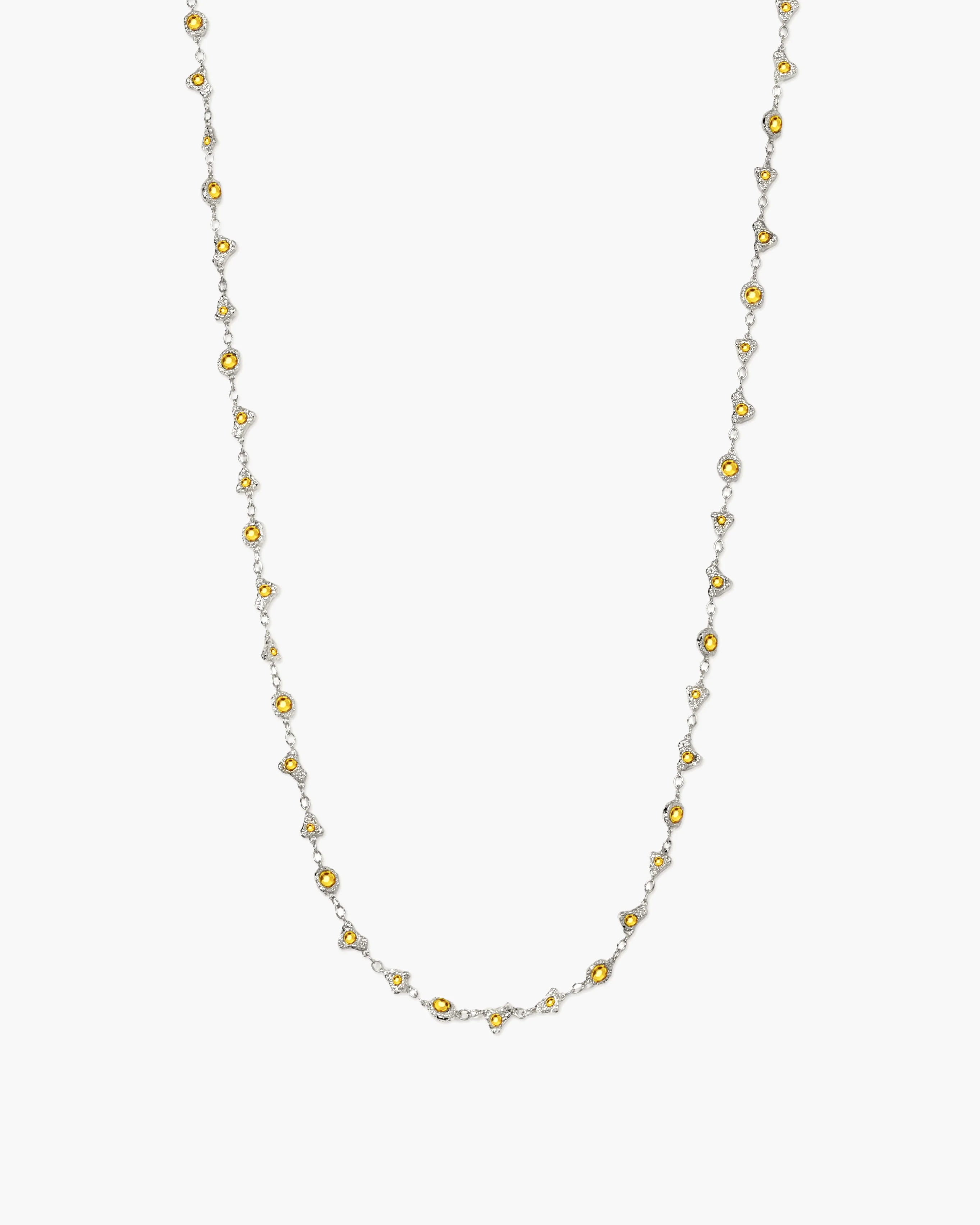 Lemon Crystal Long Chain in Silver