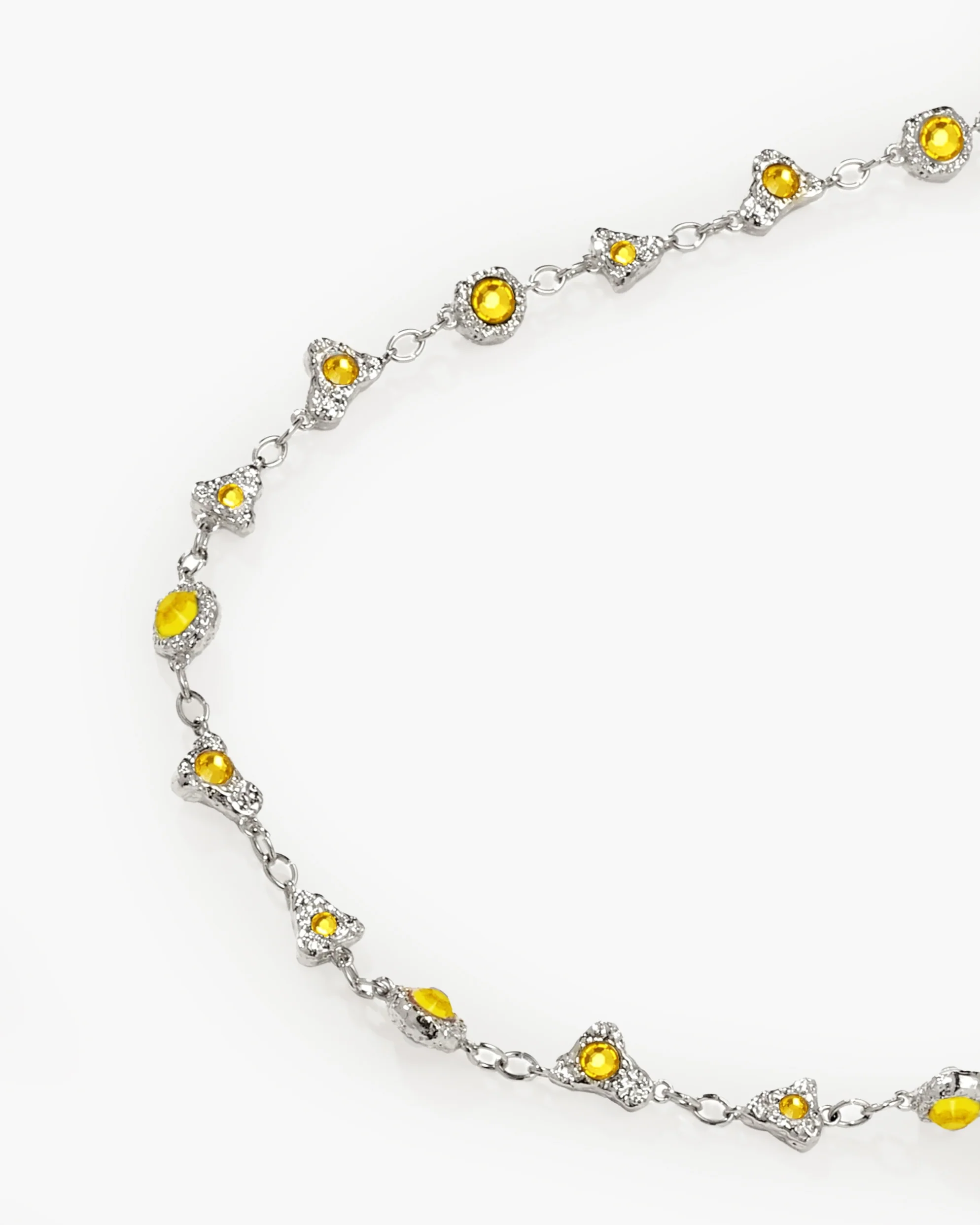 Lemon Crystal Long Chain in Silver
