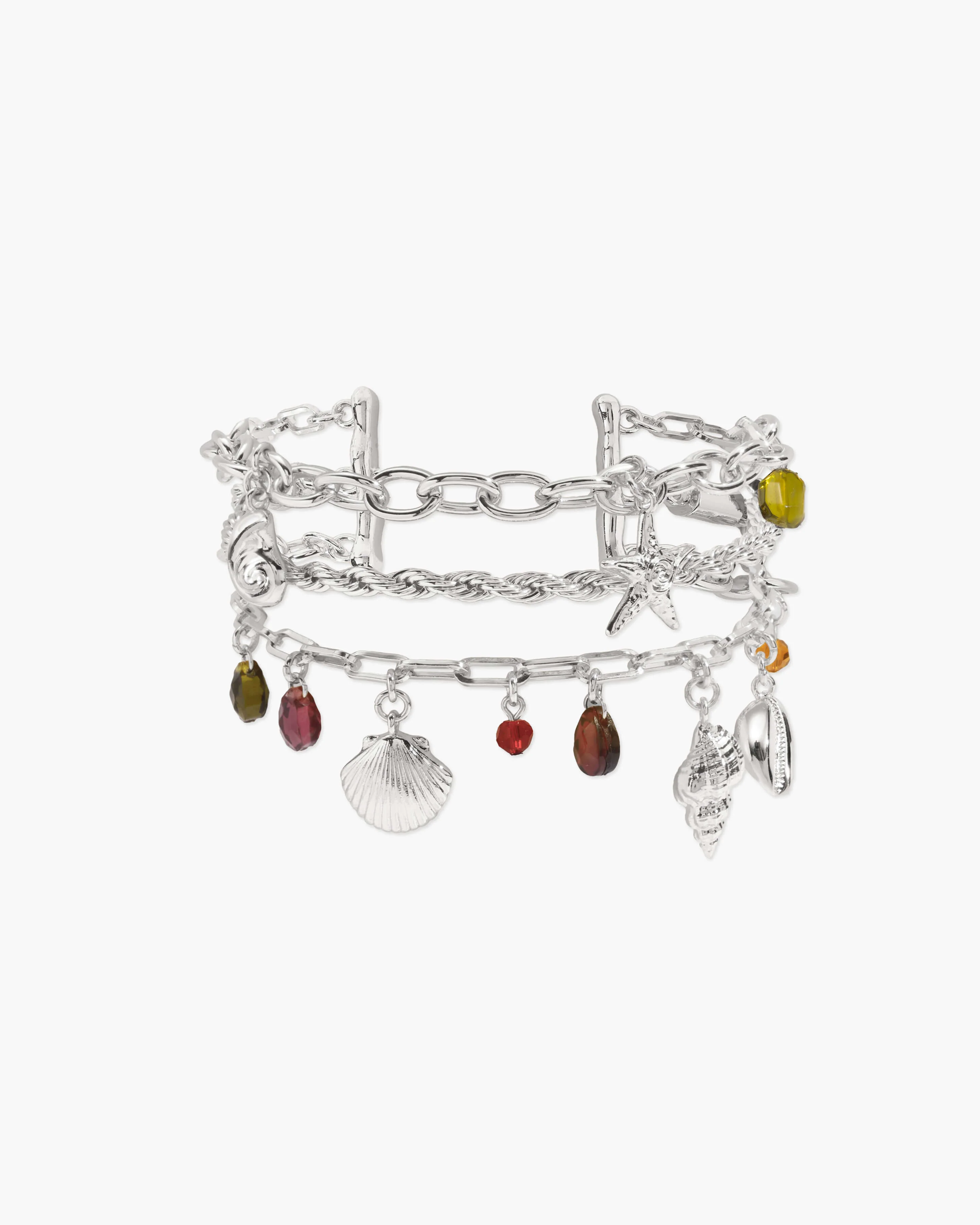 Coral Dancer Charm Bracelet in Silver