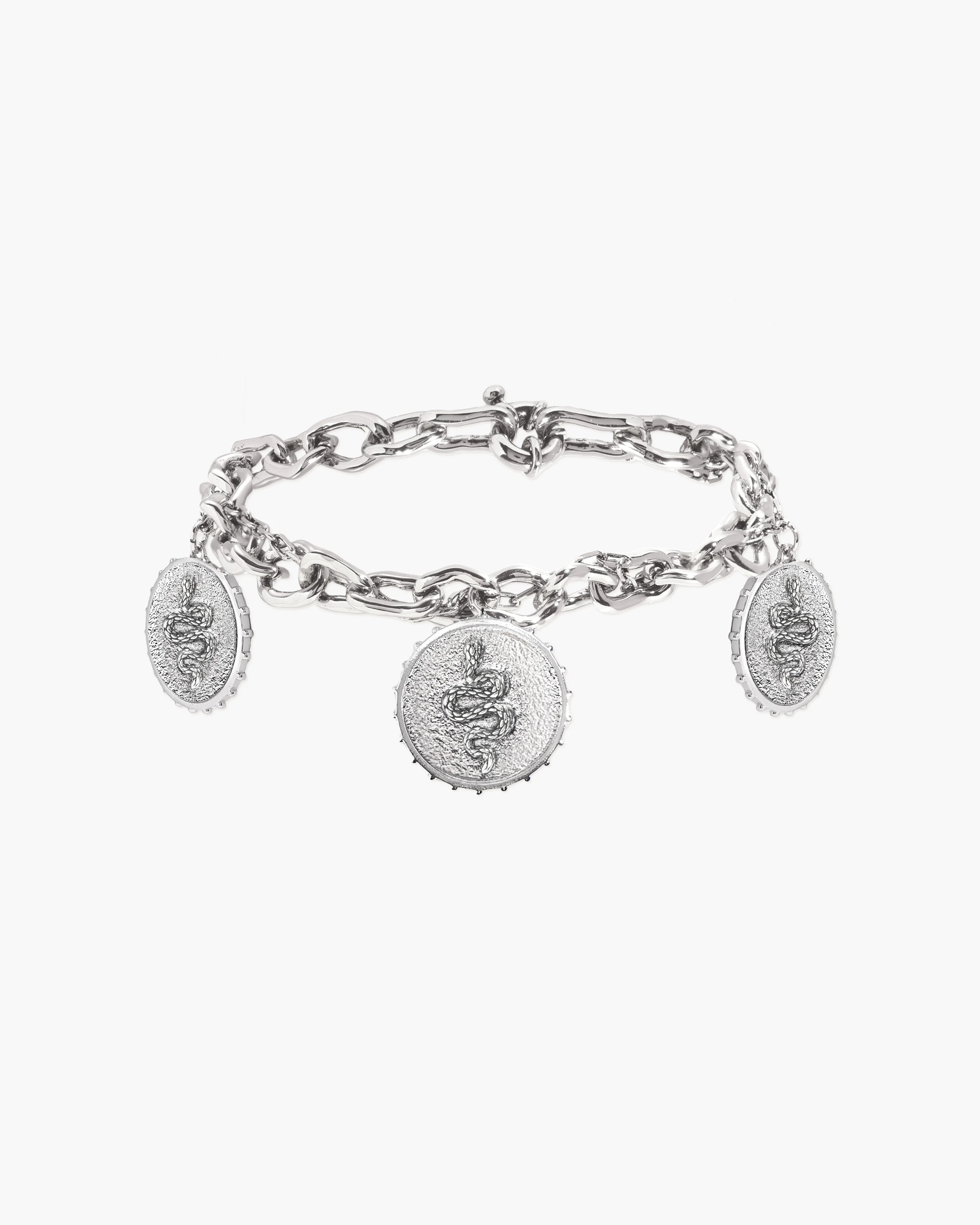 Trinity Snake Coin Double Chain Bracelet in Gold 5 Trinity Snake Coin Double Chain Bracelet in Gold