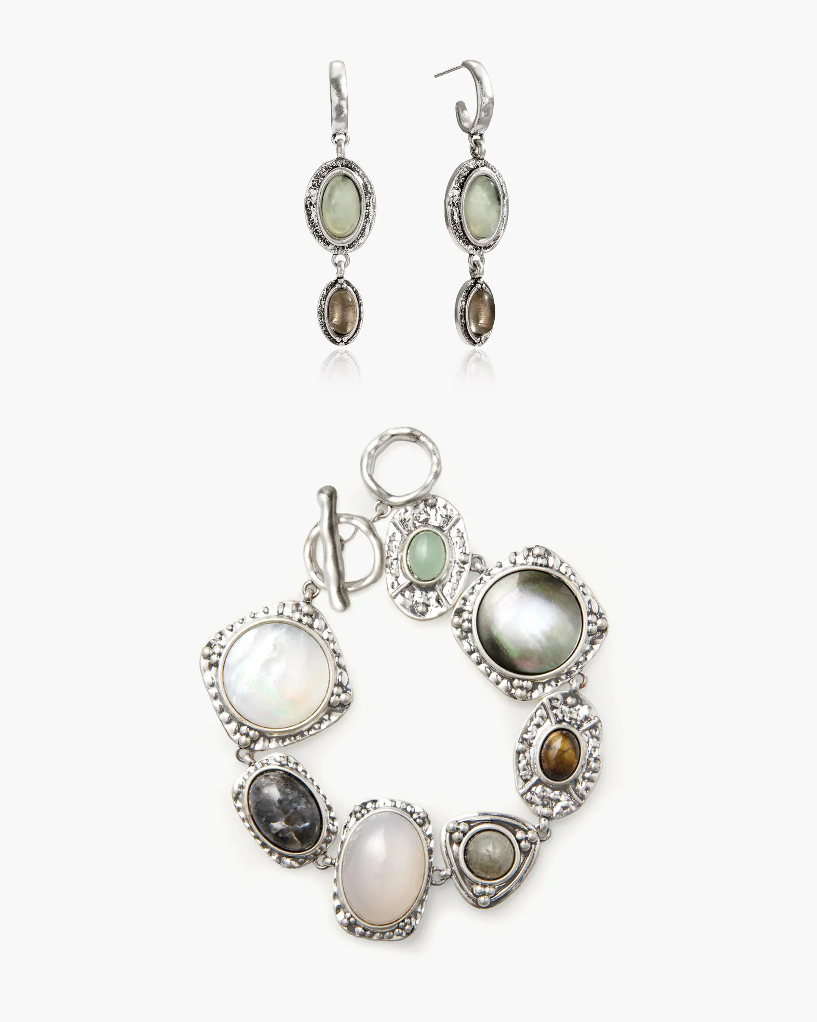 Athena Bracelet & Moss Amulet Earrings Set
