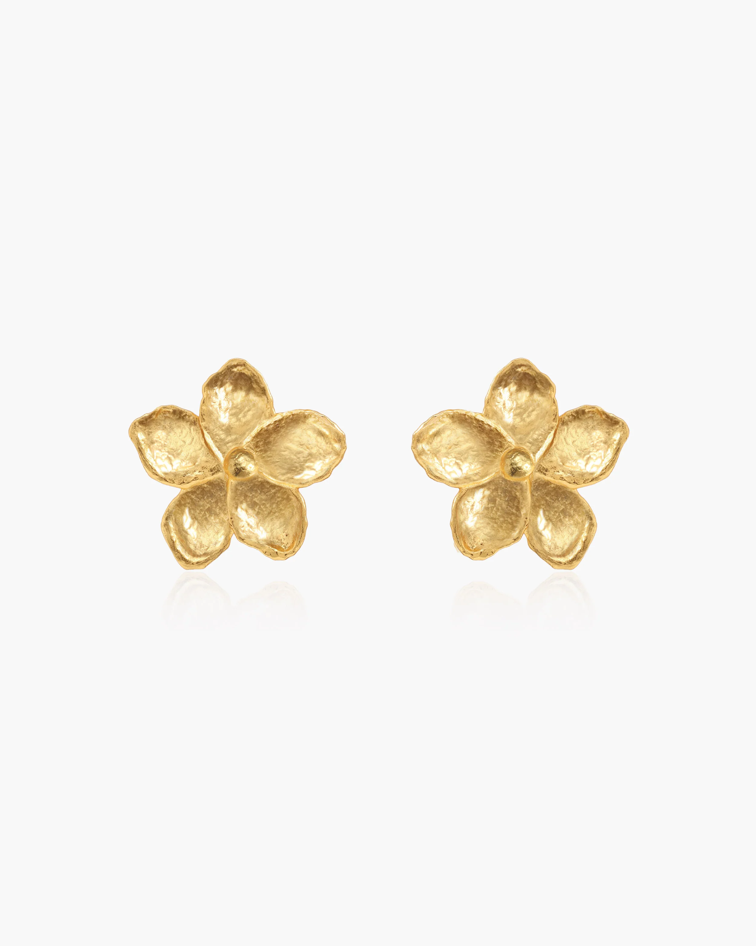 Gold Textured Floral Earrings
