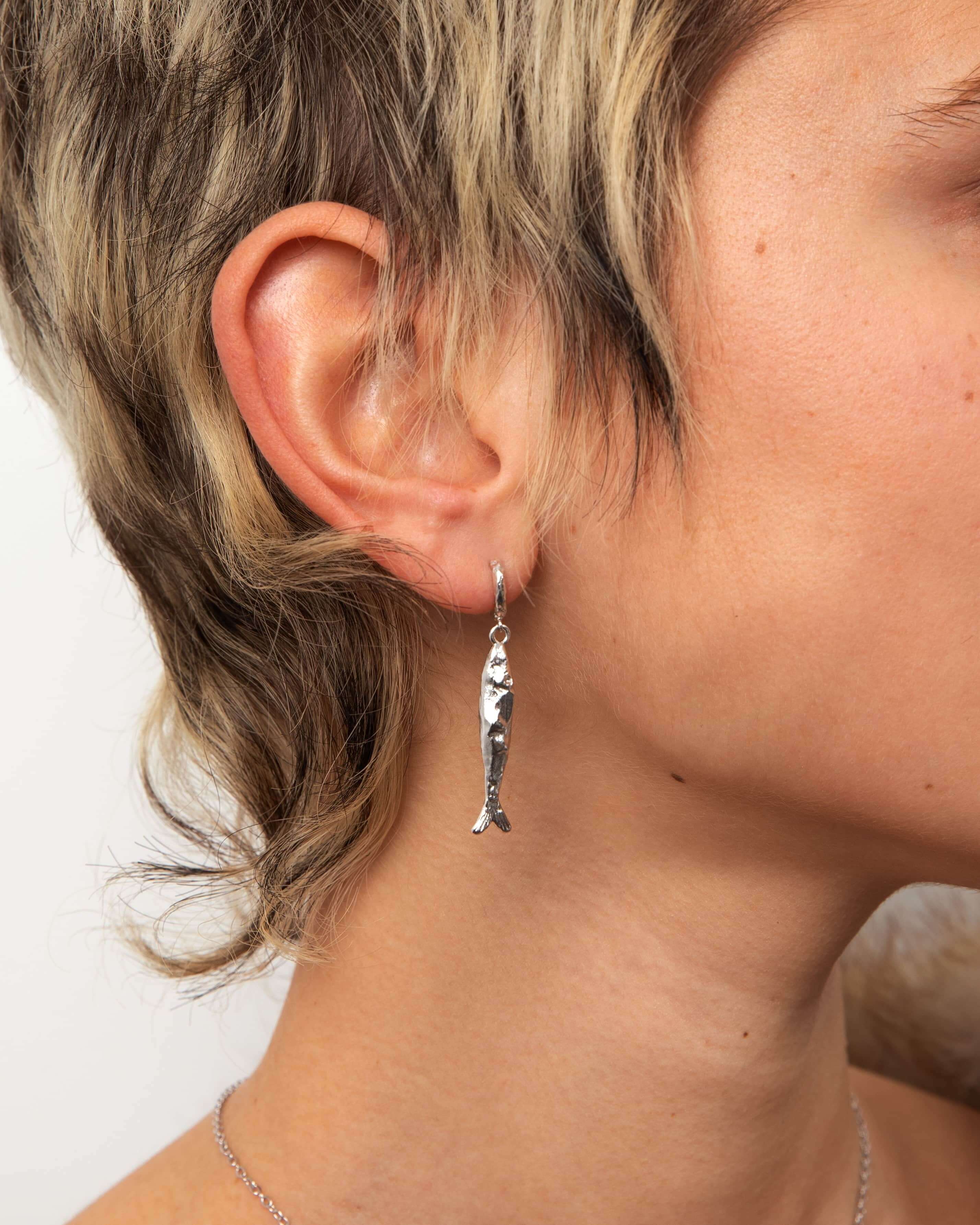 Home 15 Silver Anchovy Earrings