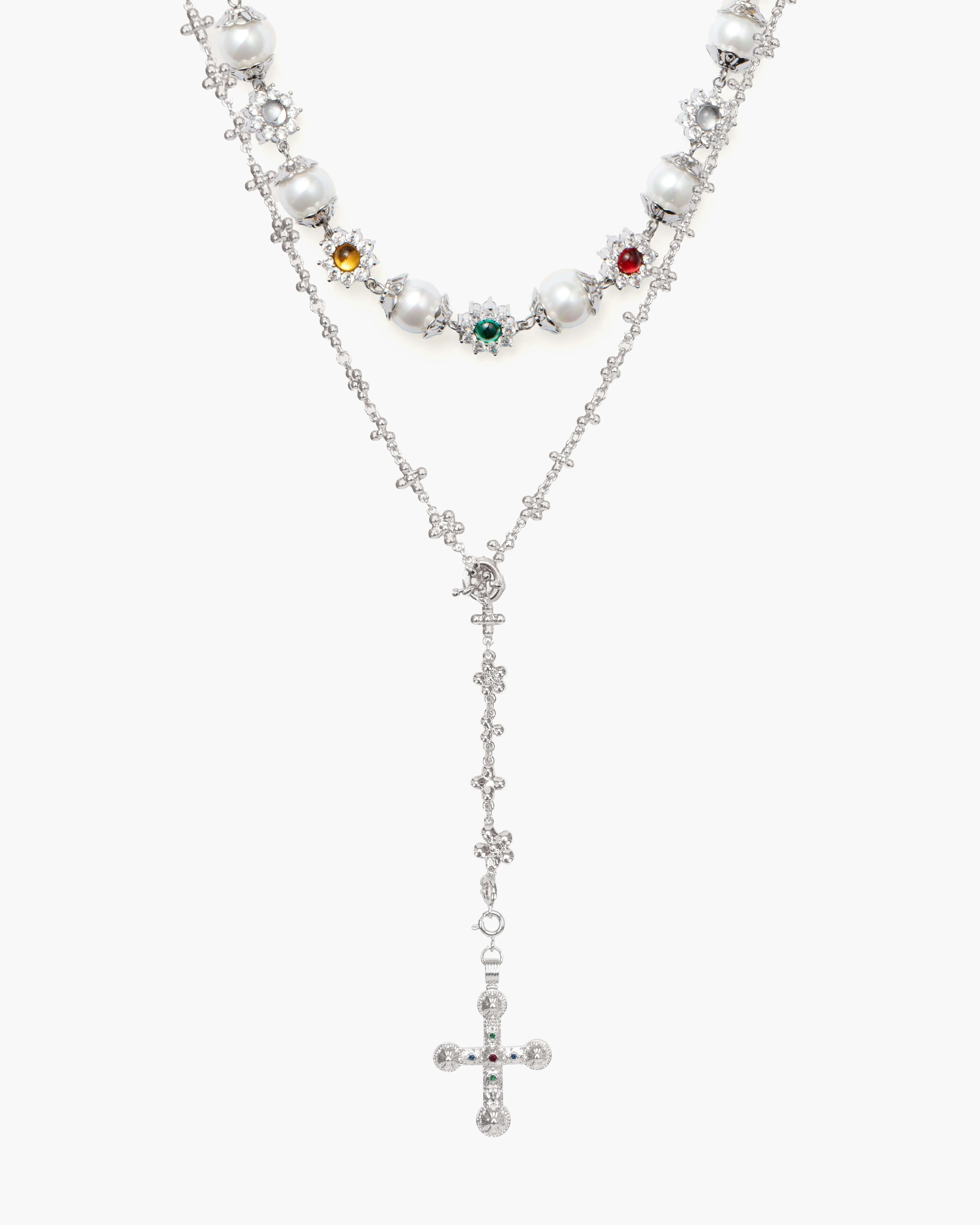 Daisy Molecule Necklace Set in Silver